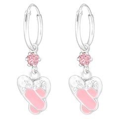 Sterling Silver Kids Ballet Shoe Hoop Earring Made With Swarovski Crystal