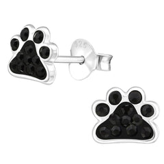 Silver Kids Paw Print Stud earrings