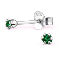 Sterling Silver Round Stud Earrings