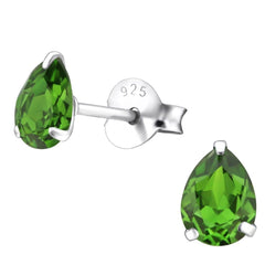 Sterling Silver Pear Stud Earrings
