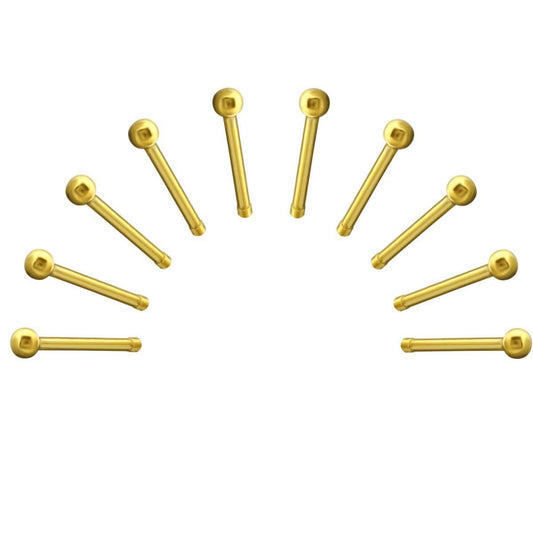 10 X Gold Stell Round Nose Stud with Ball End