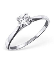 Round Silver Ring with Cubic Zirconia