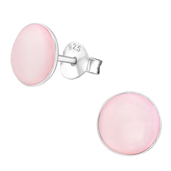 Sterling Silver Pink Shell Stud Earrings