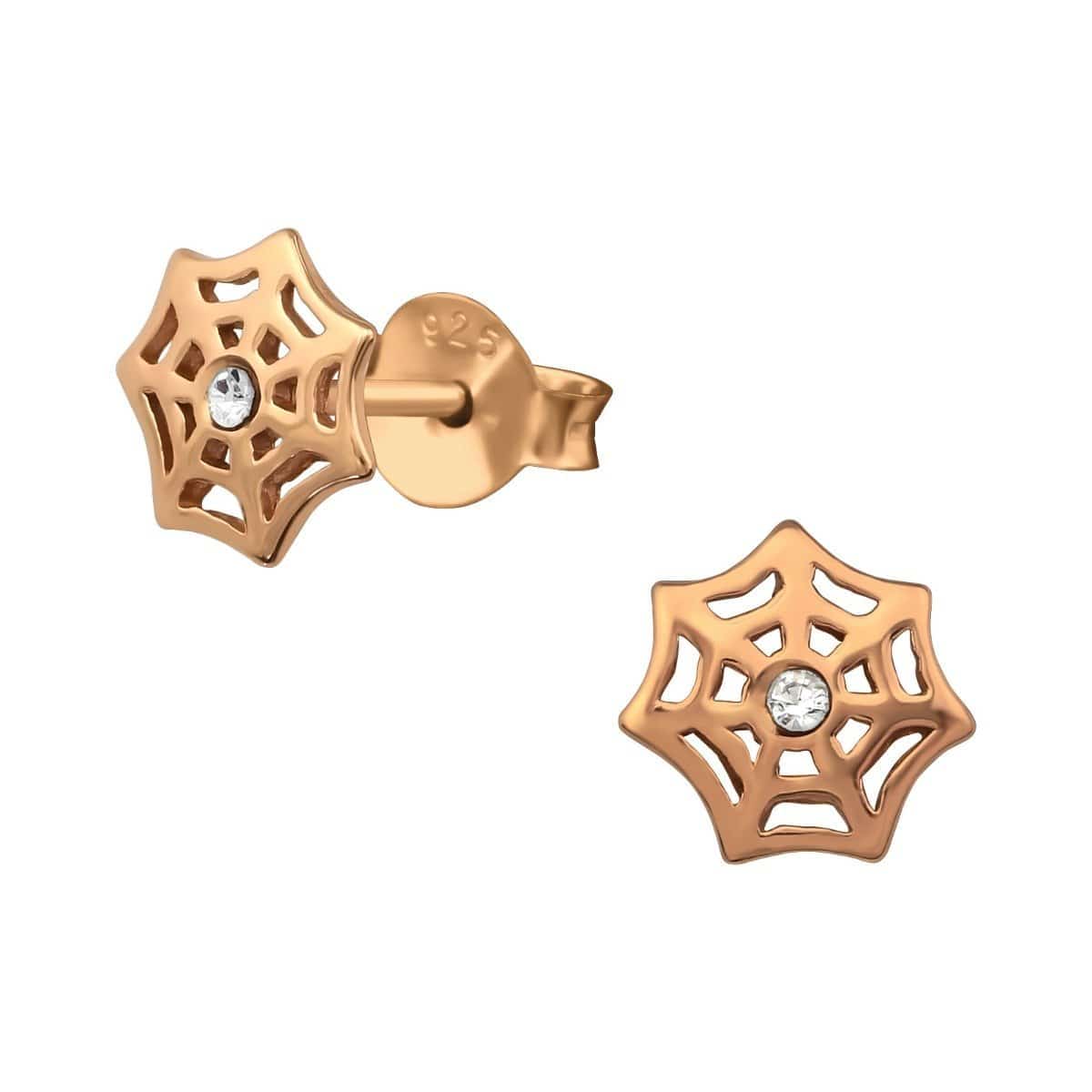 Rose Gold Spider Web Ear Studs