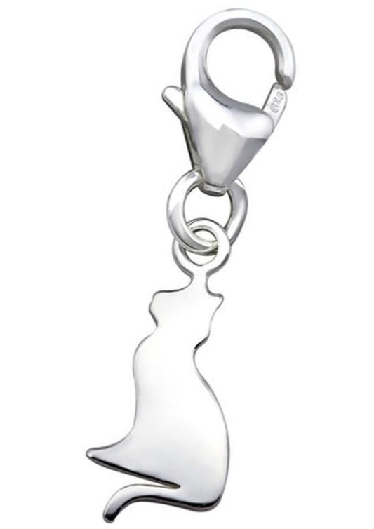 Sterling Silver Cat Clip on Charm