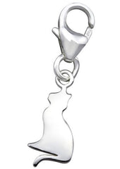 Sterling Silver Cat Clip on Charm
