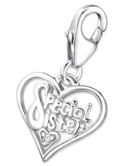 Sterling Silver Cubic Zirconia Heart Clip on Charm
