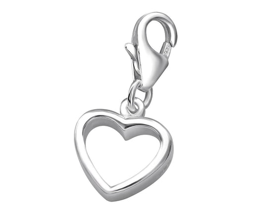 Sterling Silver Heart Clip on Charm