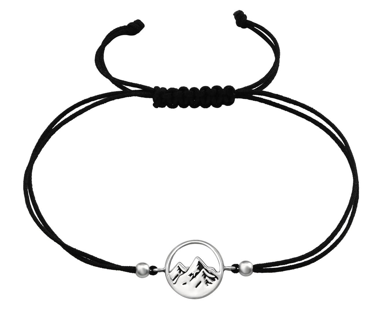 Sterling Silver Mountain Adjustable Corded Bracelet