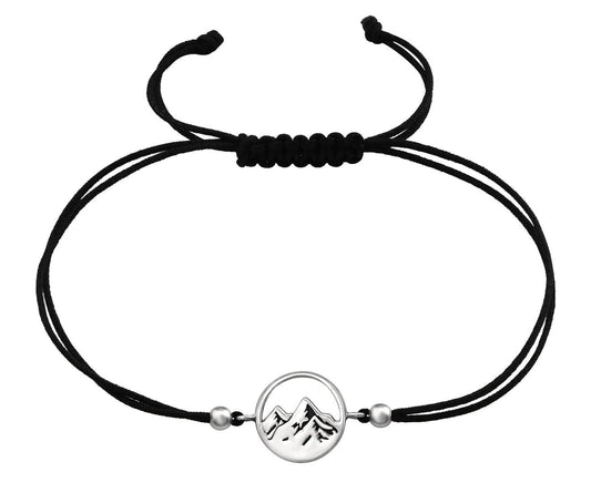 Sterling Silver Mountain Adjustable Corded Bracelet