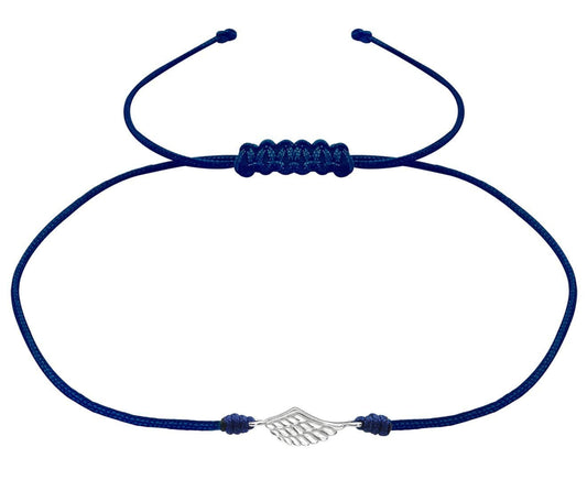 Sterling Silver Wing Adjustable Corded Bracelet
