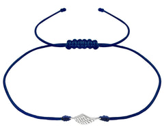 Sterling Silver Wing Adjustable Corded Bracelet
