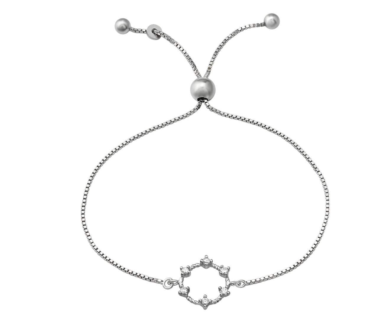 Sterling Silver Cubic Zirconia Wreath Bracelet