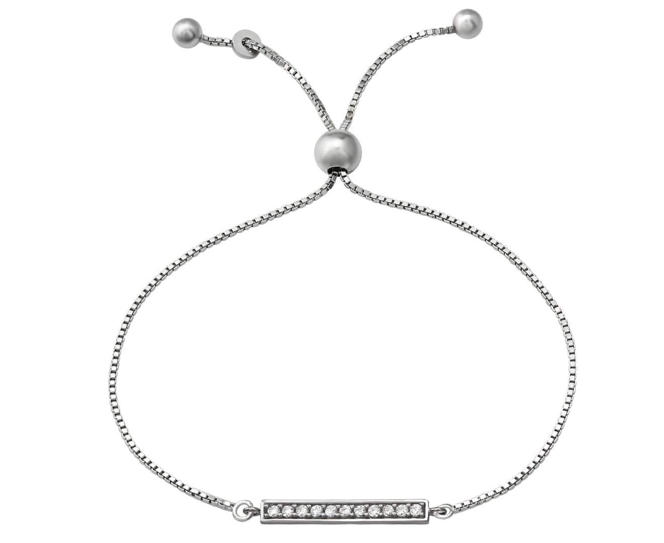 Sterling Silver Cubic Zirconia Bar Bracelet