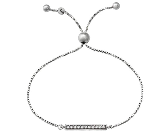 Sterling Silver Cubic Zirconia Bar Bracelet