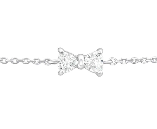 Sterling Silver Cubic Zirconia Bow Bracelet