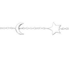 Sterling Silver Star and Moon Bracelet