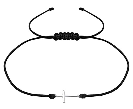 Sterling Silver Cross Corded Bracelet
