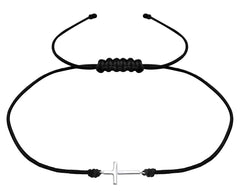 Sterling Silver Cross Corded Bracelet