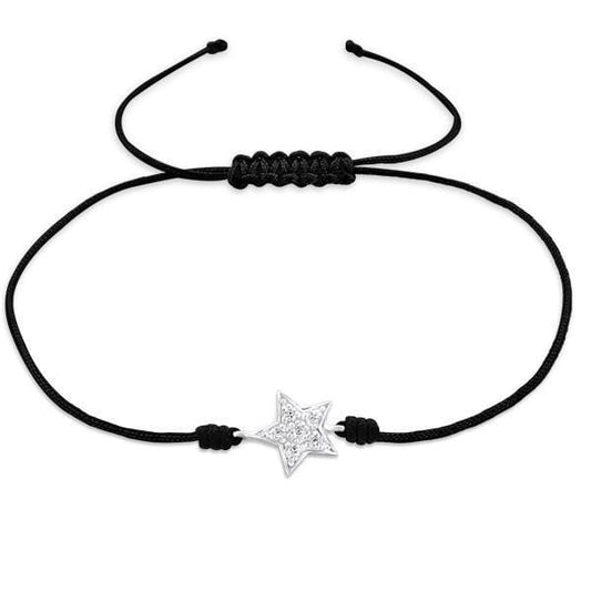 Sterling Silver CZ Crystal Star Corded Bracelet