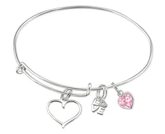 Sterling Silver Hanging Love Charms Bangle