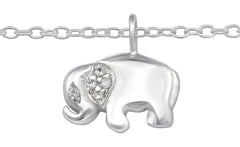 Sterling Silver CZ Crystal Elephant Anklet