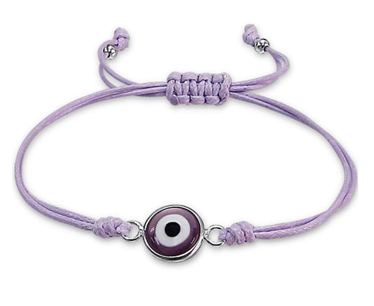 Sterling Silver Evil Eye Corded Bracelet