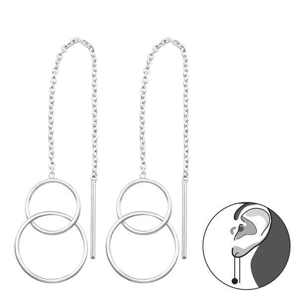 Silver Thread Circle Plain Earrings
