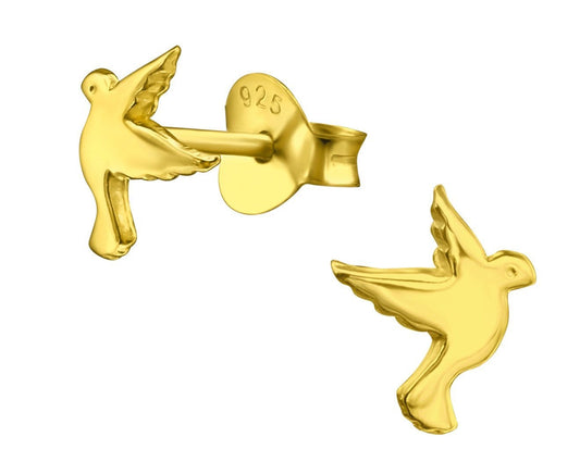 Sterling Silver Bird Stud Earrings