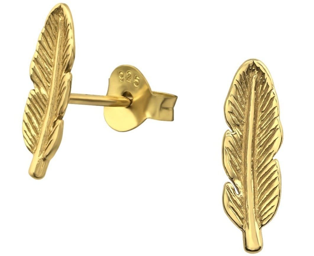 Sterling Silver Feather Stud Earrings