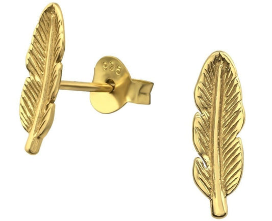 Sterling Silver Feather Stud Earrings