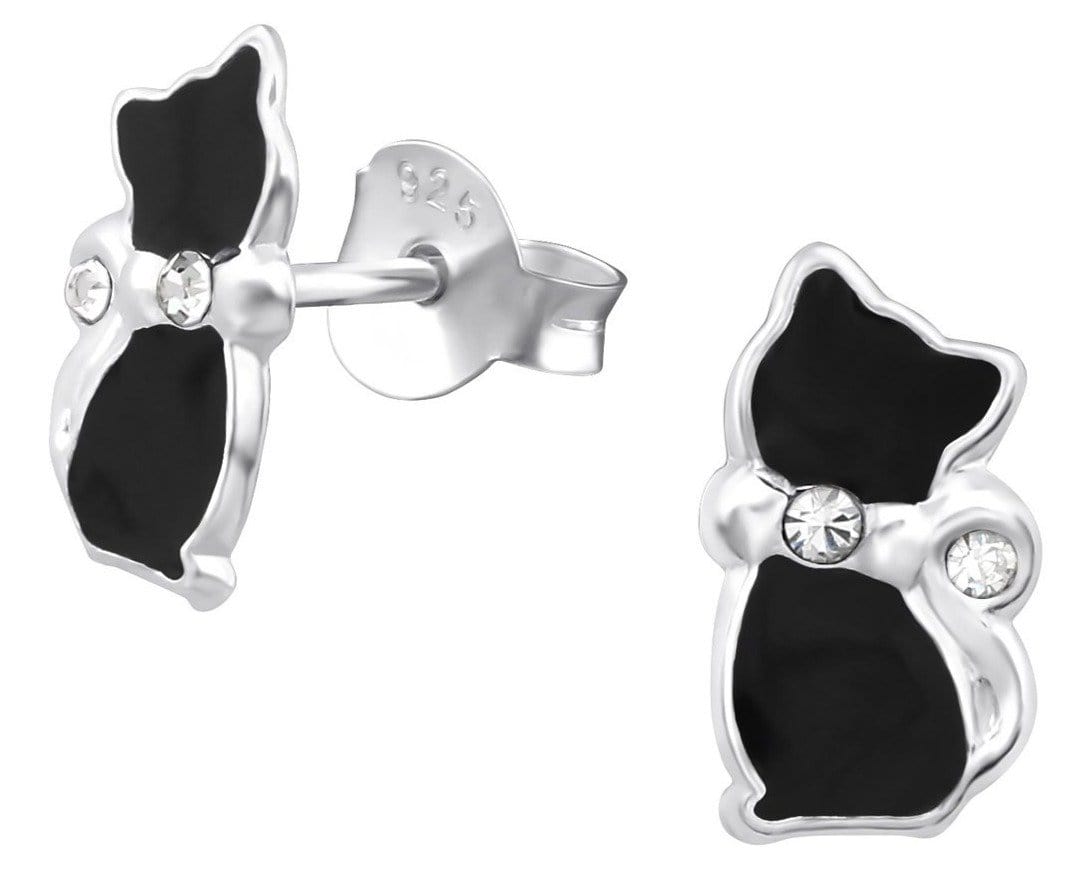 Silver Cat Std Earrings for Girls
