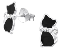Silver Cat Std Earrings for Girls