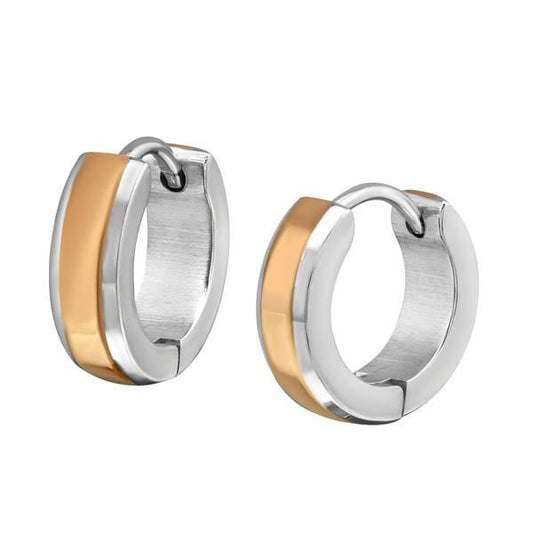 Rose Gold Steel Huggie Earrings