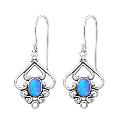 Silver Flower Opal Earrings