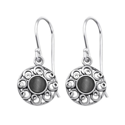 Silver Cat Eye Filigree Earrings