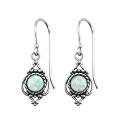 Silver Opal Marquise Earrings