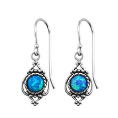 Silver Opal Marquise Earrings