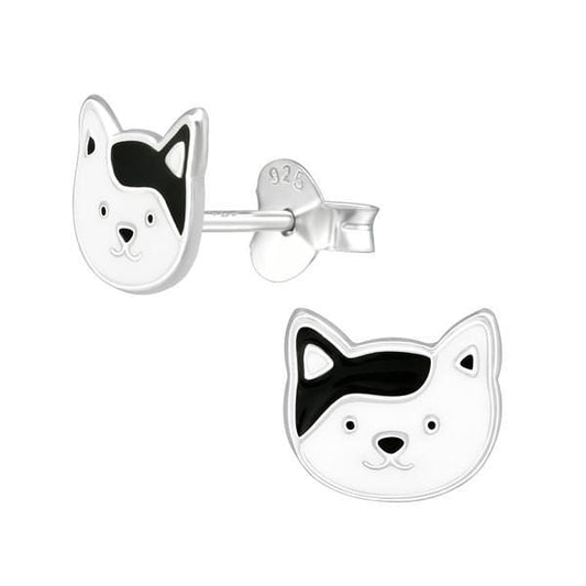 Sterling Silver Cat Face Earrings For Kids