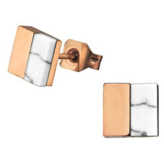 Rose Gold Steel White Howlite Earrings