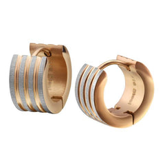 Rose Gold Steel Huggie Earrings