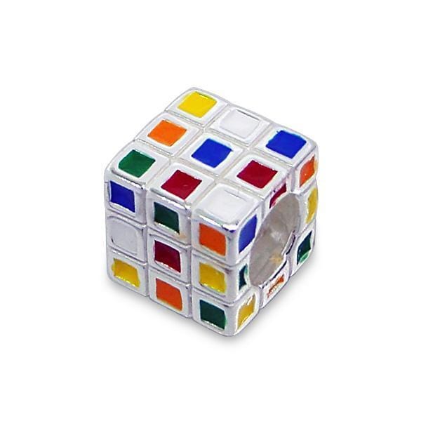 Sterling Silver Multicolor Square Bead