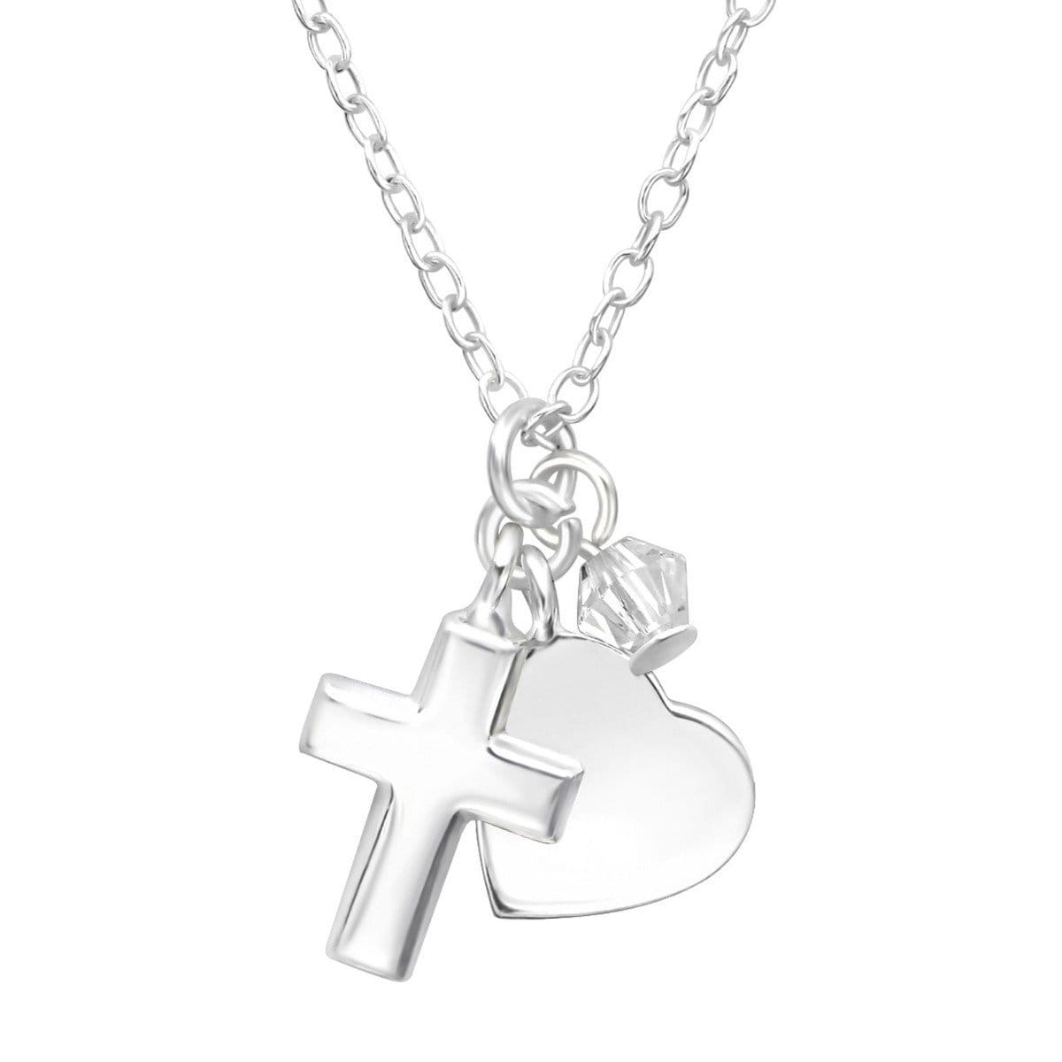 Silver Cross Necklace Made with Swarovski Crystals