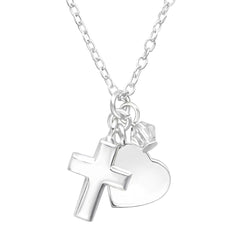 Silver Cross Necklace Made with Swarovski Crystals