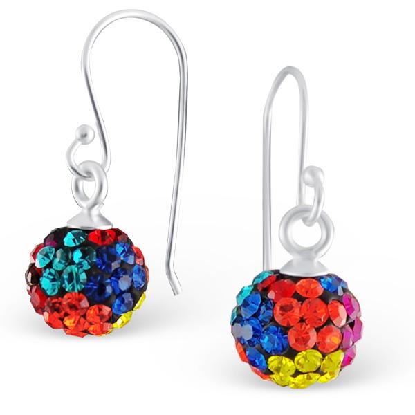 Silver Crystal Ball Earrings