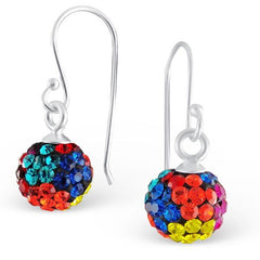 Silver Crystal Ball Earrings
