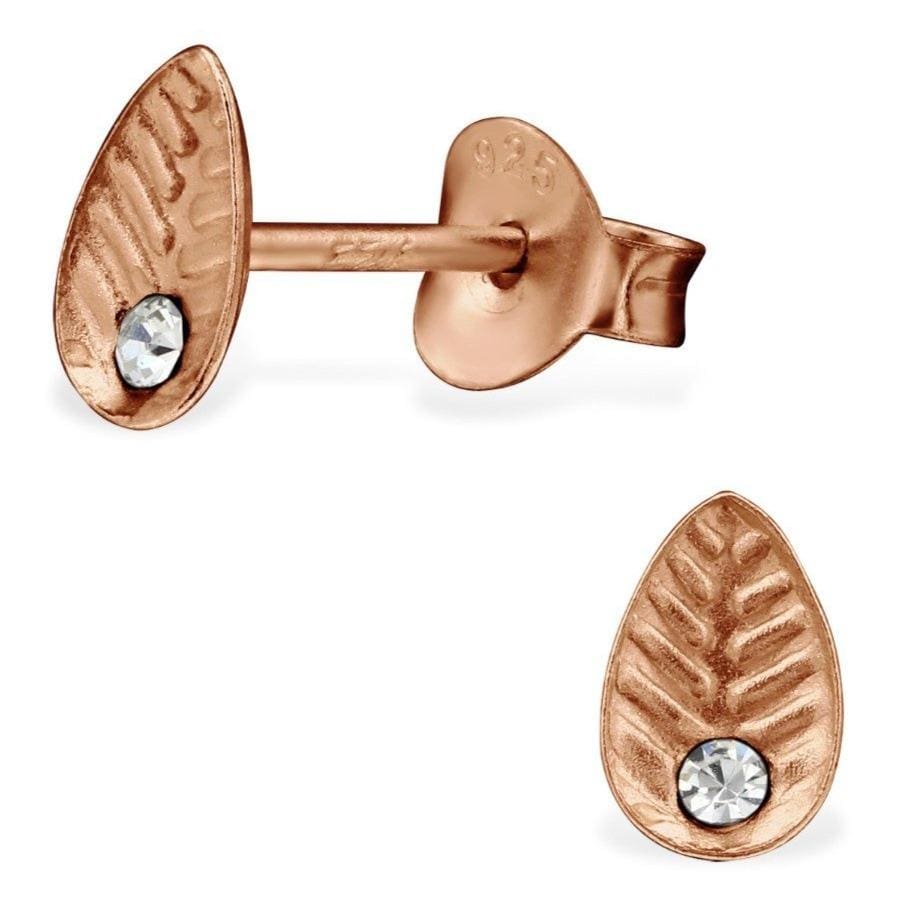 Rose Gold Plated Sterling Silver Leaf Earrings