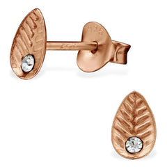 Rose Gold Plated Sterling Silver Leaf Earrings