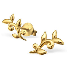 Gold Plated Sterling Silver Leaf Earrings