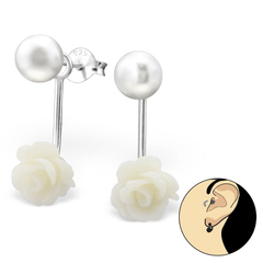Sterling Silver Rose Pearl Earrings
